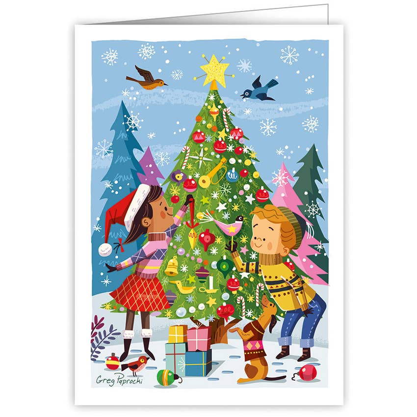 Kaart Children and Dog Decoration Tree