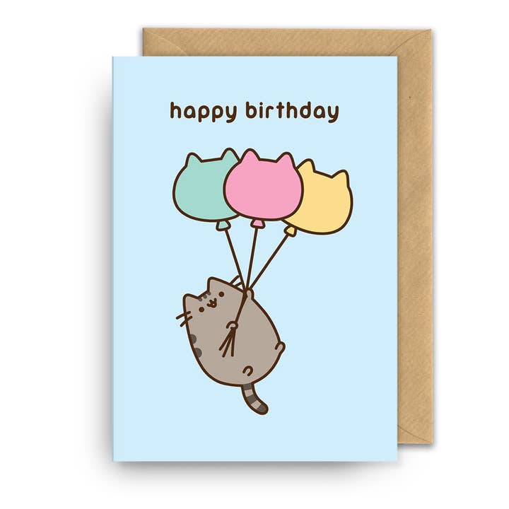 Kaart Pusheen Birthday Balloons