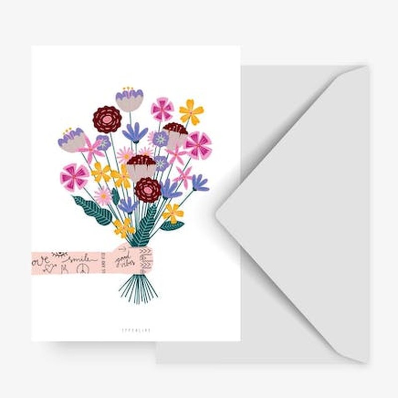 Kaart Bos Bloemen Good Vibes Getatoeëerde Arm | Zonder Envelop