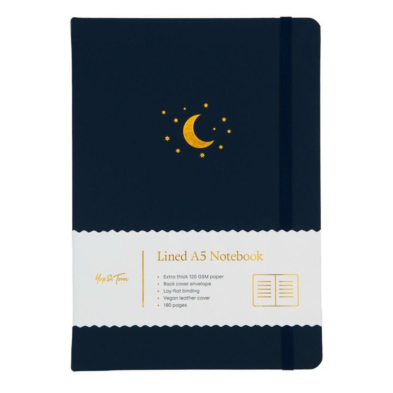 Yop & Tom A5 Gelinieerd Notitieboek | Maan | Div. Kleuren