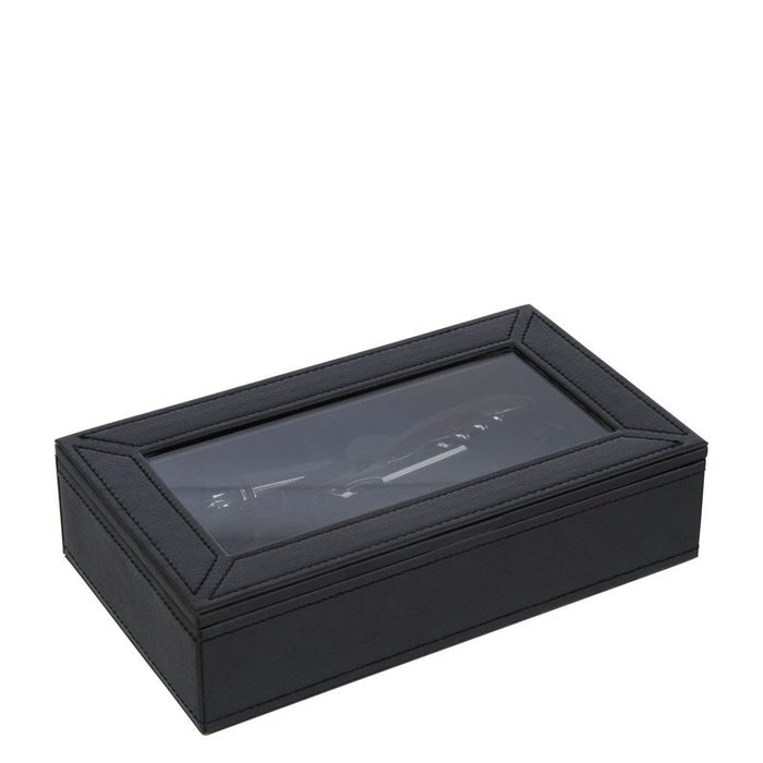 J-Line Box 6 Accessori per vini Cognac o nero in pelle artificiale