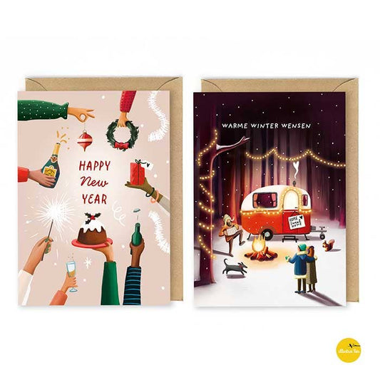 Illustralies Kerstkaarten Set # 5