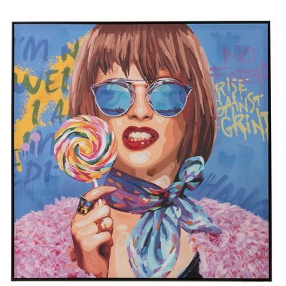 Schilderij / Wand decoratie Graffiti Vrouw Lolly Canvas/Verf Mix