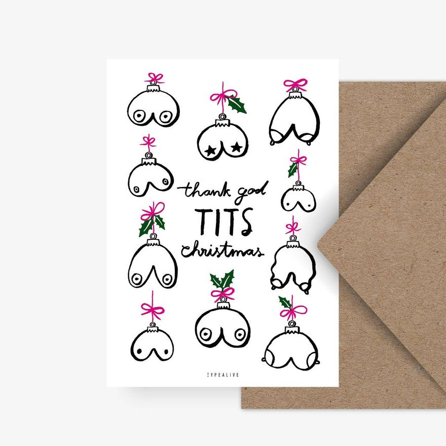 Kaart Thank God Tits Christmas