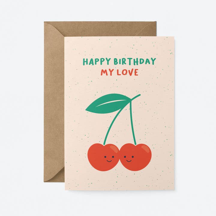 Kaart Happy Birthday My Love | Kersen