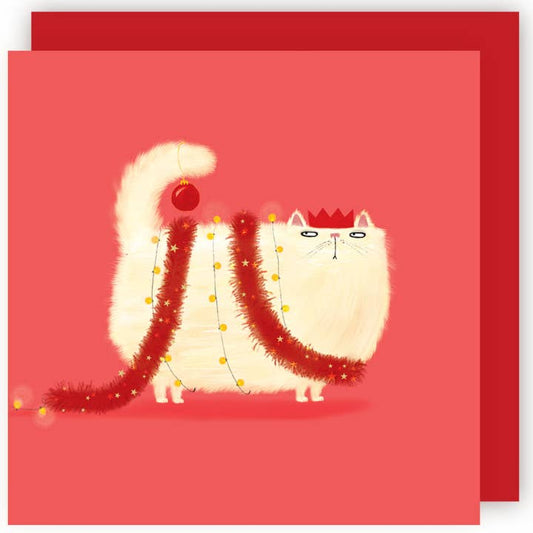 Kaart Tinsel Cat Christmas