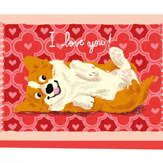 Kaart Corgi On a Rug
