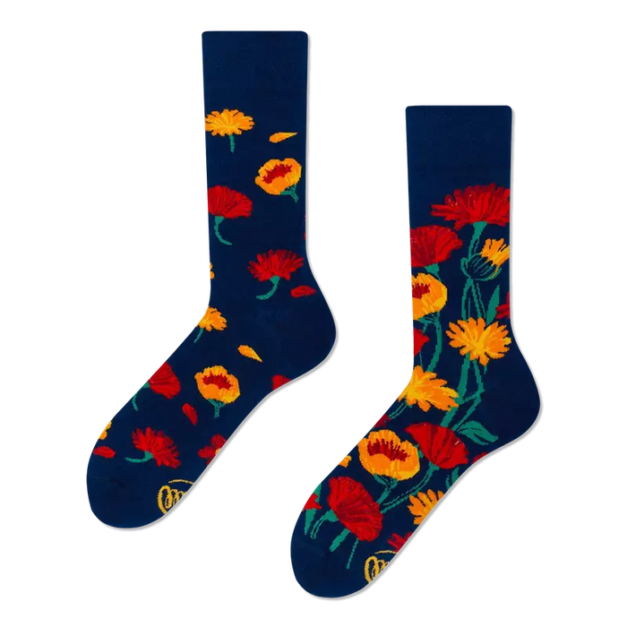 Many Morning Sokken | Flower Power Navy Krossproducts | De online winkel voor hebbedingetjes