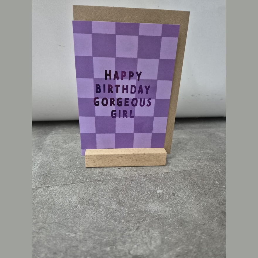 Kaart Happy Birthday Gorgeous Girl | Checkered