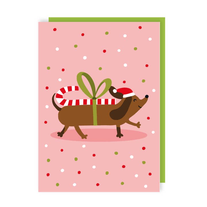 Kaart Sausage Dog Candy Cane