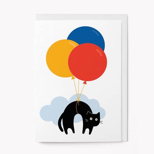 Kaart Balloons and Cat