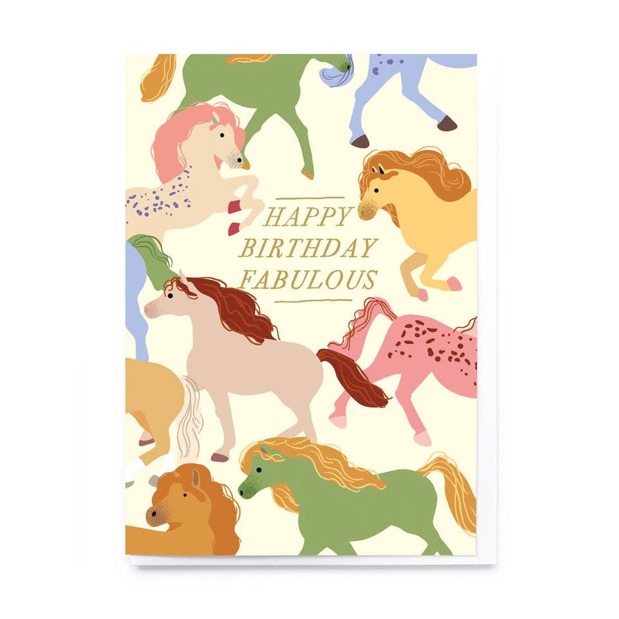Kaart Birthday Horses