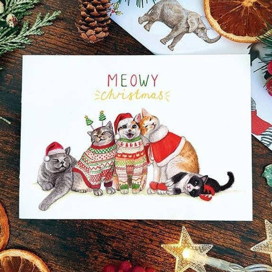 Kaart Meowy Christmas