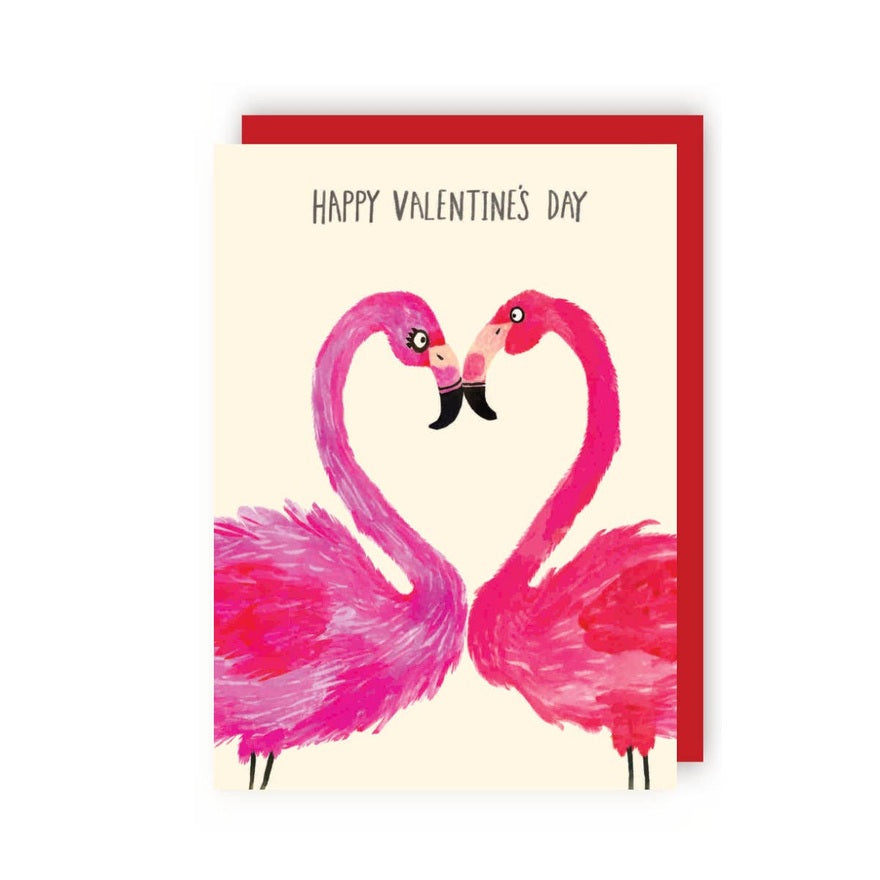 Kaart Happy Valentine's Flamingo's