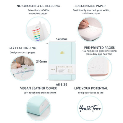 Yop & Tom A5 Bullet Journal Cloud - Eggshell Blue