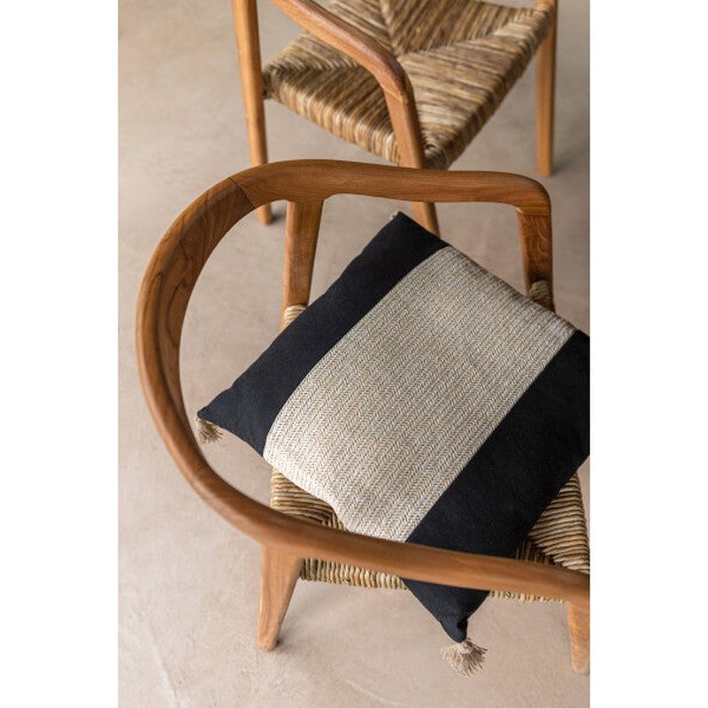 J-Line Kussen Geweven Vierkant Polyester Zwart