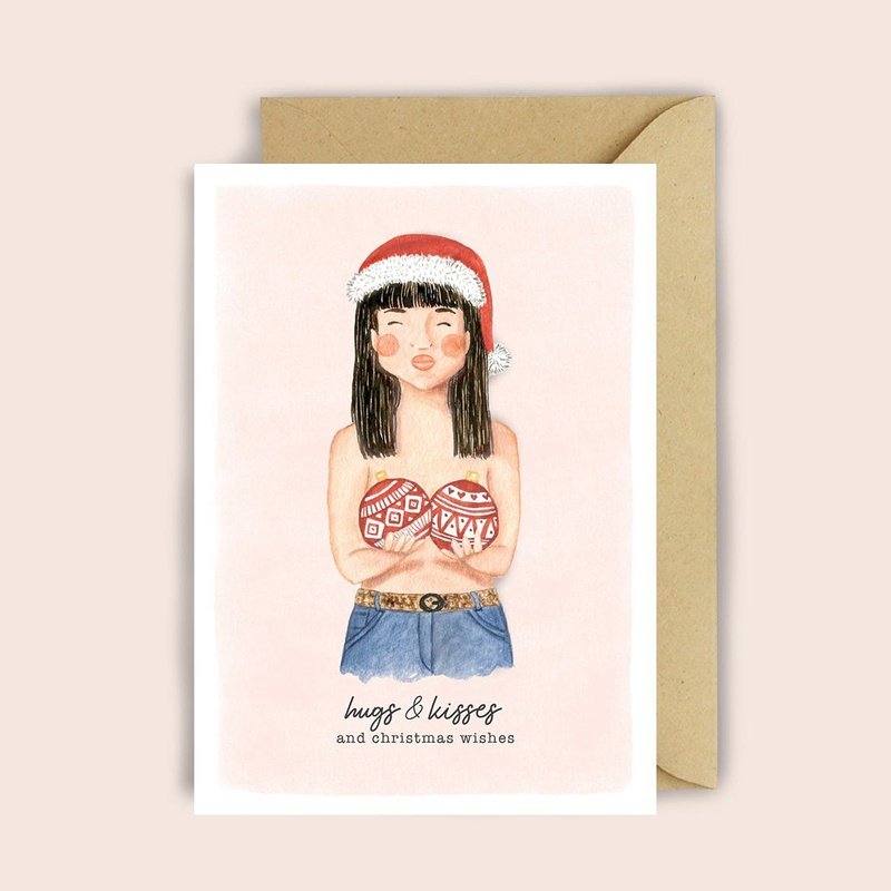 Kaart Hugs & Kisses and Christmas Wishes