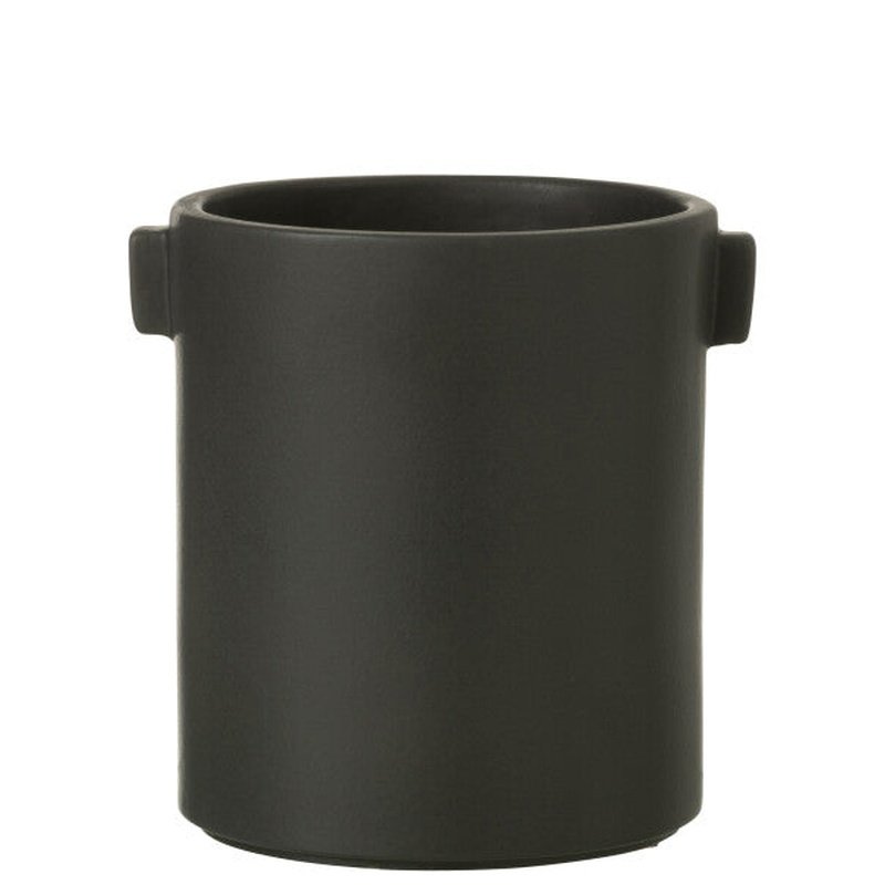 J-Line Flower Pot Handle Stoneware Black