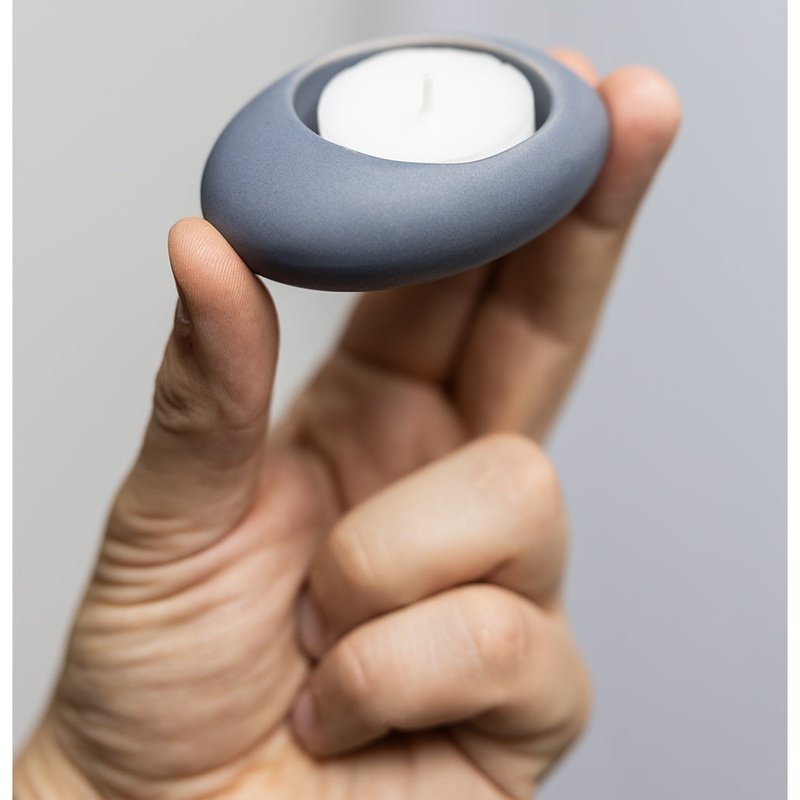 Tranquillo Kaarsenhouder Steen | Blauw/Antraciet