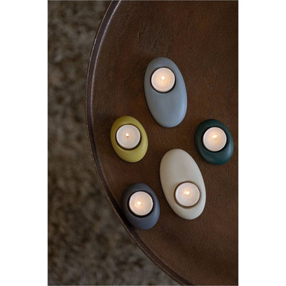 Tranquillo Kaarsenhouder Steen | Blauw/Antraciet