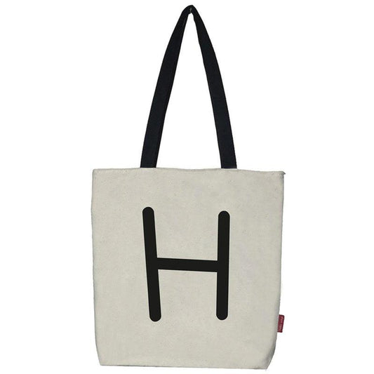 Stevige Boodschappentas Naturel , letter H