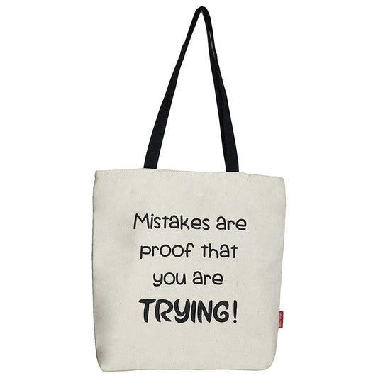 Stevige boodschappentas Naturel "Mistakes Are Proof That You Are Trying!"