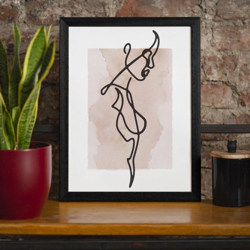 Vrouw Zijwaarts Line Art Waterverf Print | 40x50